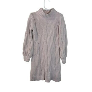 Cat & Jack Girls Dress Size XS 4/5 Sparkle Pink Cable Knit Long Sleeves Comfy